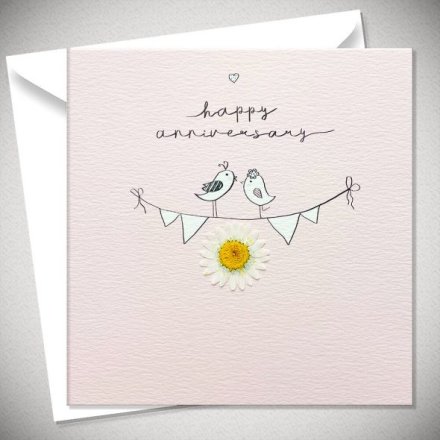 Happy Anniversary Bunting Greeting Card, 15cm