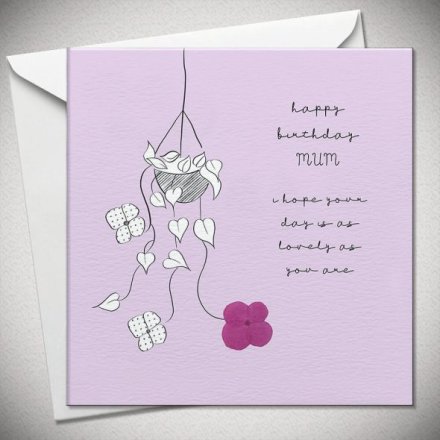 Happy Birthday Mum Flower Greeting Card, 15cm