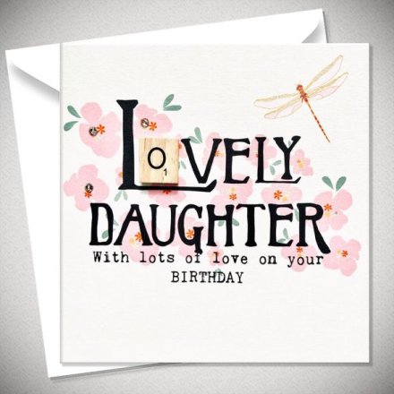 With Love Daughter Scrabble Birthday Card, 15cm