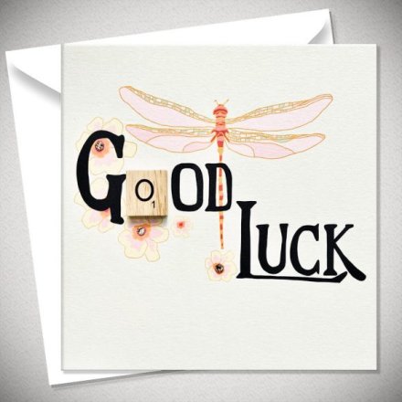 Dragonfly Good Luck Greeting Card, 15cm
