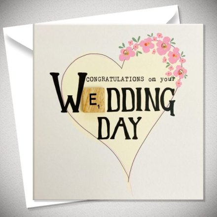 Wedding Congratulations Scrabble Card, 15cm