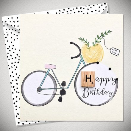 Bicycle Happy Birthday Scrabble Card, 15cm