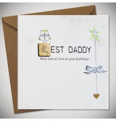 A charming owl inspired greeting card for that special dad! The card has a owl image and a star