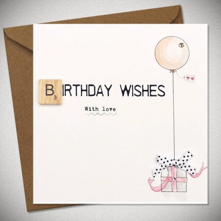 Birthday Wishes Scrabble Card, 15cm