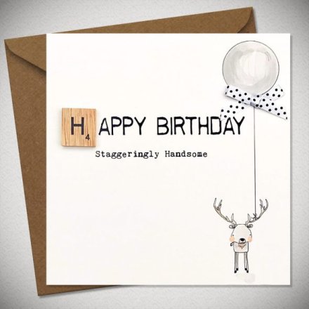 Stag Happy Birthday Card, 15cm