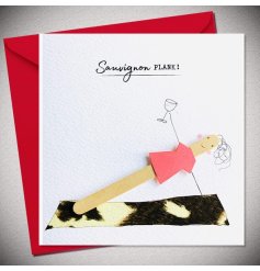 A quirky greeting card using a lolly stick for a woman. It has a witty slogan. 