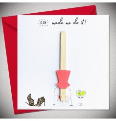 A gin inspired greeting card featuring a lolly stick as part of the design. 
