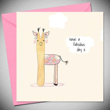 Pink Giraffe Greeting Card, 15cm