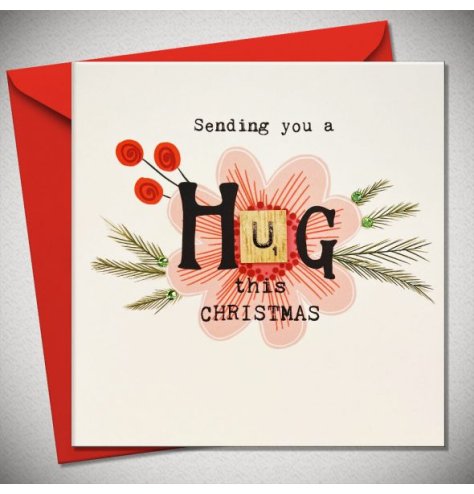 Send someone a hug this Christmas! A heartwarming greeting card with a pretty festive flower illustration. 