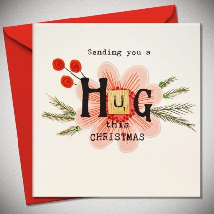 Sending A Hug Festive Scrabble Card, 15cm