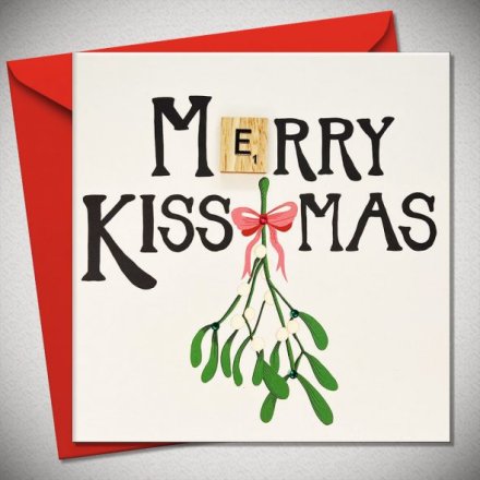 Merry Kissmas Mistletoe Greeting Card, 15cm