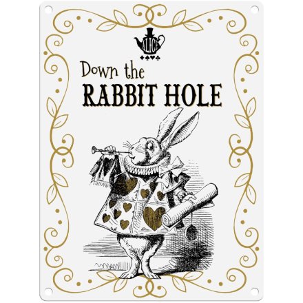 Alice - Rabbit Hole Metal Sign, 20cm