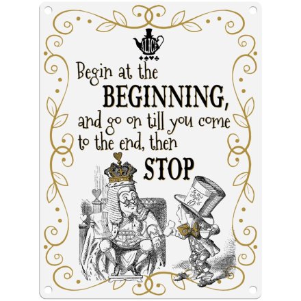 Alice - Begin at the Beginning Metal Sign, 20cm