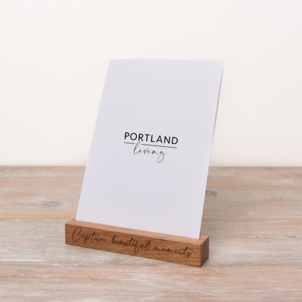 Showcase your favourite photographs with this natural wooden photo block, complete with a beautiful carved slogan