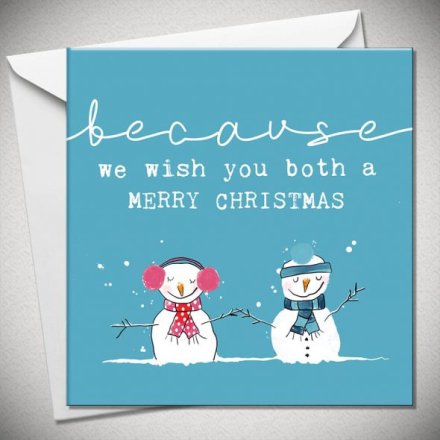Couples Snowmen Christmas Greeting Card, 15cm