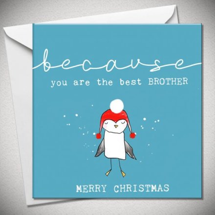 Penguin Best Brother Christmas Greeting Card, 15cm