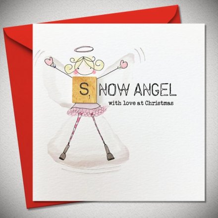 Snow Angel Christmas Scrabble Card, 15cm