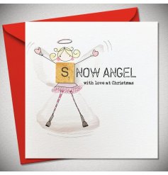 A Christmas greeting card with a cute snow angel design, perfect for a little girl! 