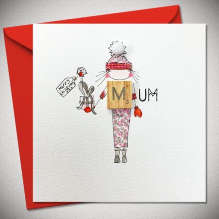 Mum Robin Christmas Greeting Card, 15cm
