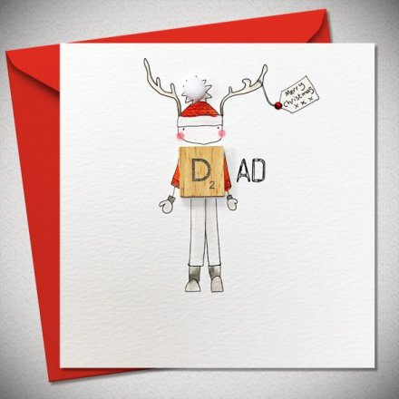 Dad Scrabble Christmas Card, 15cm