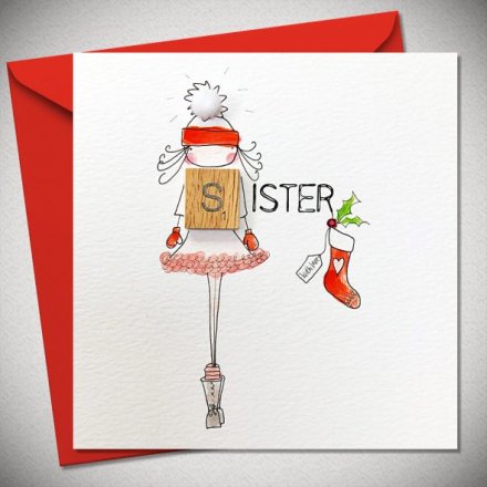 Scrabble Sister Christmas Card, 15cm