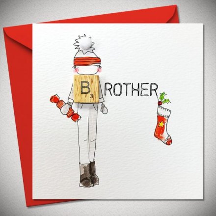 Brother Merry Christmas Scrabble Card, 15cm