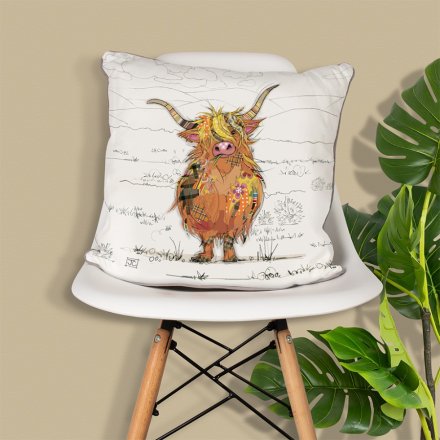 Bug Art Hamish Highland Cow Cushion, 43cm