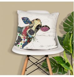 A quirky cow cushion from the Bug Art range. Featuring Connie, a colourful patchwork cow. 