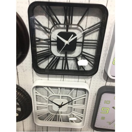Black & White Square Clock 2A, 29cm