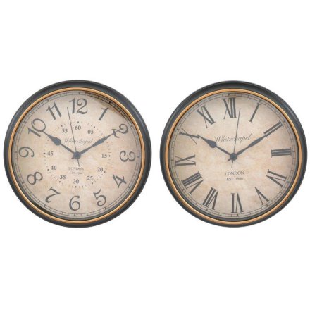 Enhance the home decor with this antique style wall clock in 2 assorted desig. A classic touch of elegance for any room.
