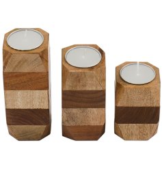 This set of 3 stunning t-light holders offers a natural warmth for your home