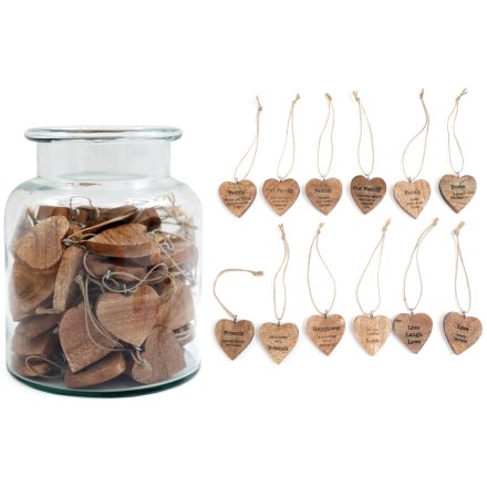 Wooden Hearts In A Jar, 5cm