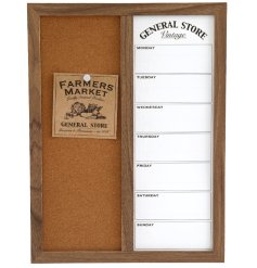  Keep your tasks, notes and appointments organized with this General Store Cork Board with Weekly Planner