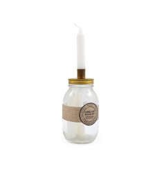 Simple yet rustic glass jar with 5 unscented ivory candles.