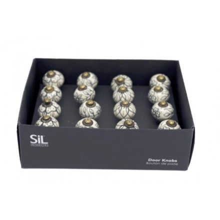 Grey & White Vintage Knobs 4cm