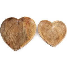 Rustic Heart-Shaped Wooden Trays