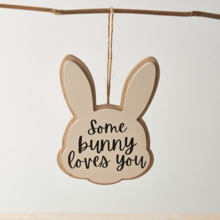 Some Bunny Loves You Wooden Hanger, 15cm