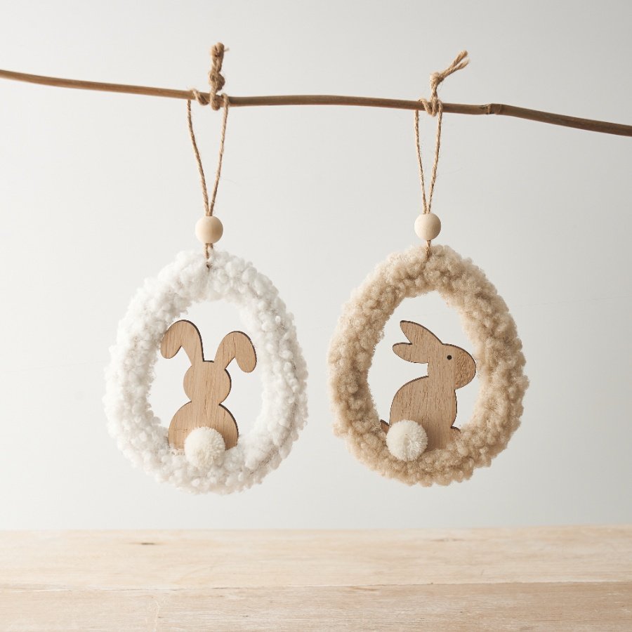 2/A Hanging Sherpa Egg & Bunny Ornaments