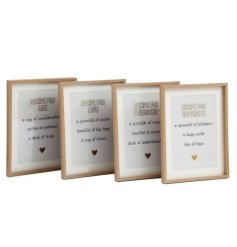 4 assorted wall arts with different loving recipes and a cute heart motif at the bottom of the wording. 