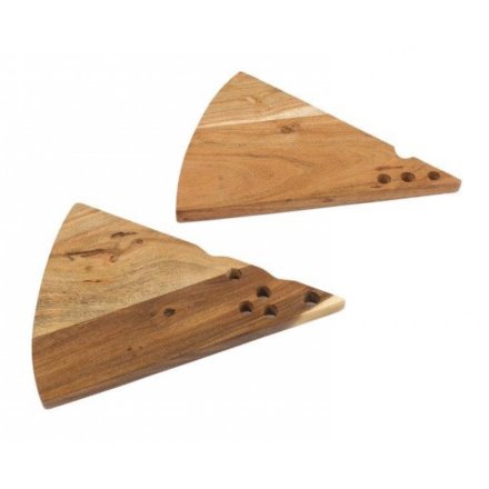 Wooden Cheese Shape Serving Board, 28cm