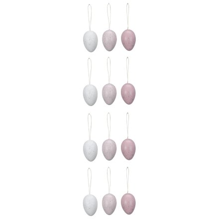 Pack of 12 Hanging Egg Decorations, 6cm