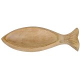 Serve up seafood feasts in style! This 25cm wooden fish tray has a natural wood finish