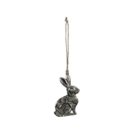 Silver Hanging Rabbit, 10cm