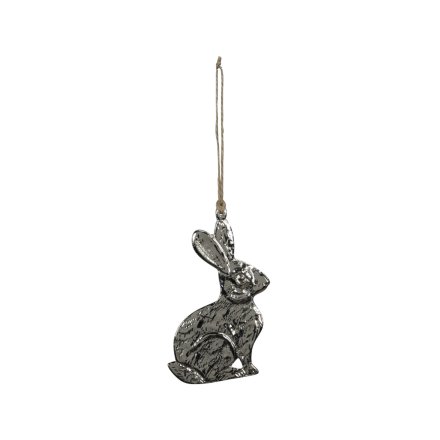 Hammered Silver Rabbit, 14cm
