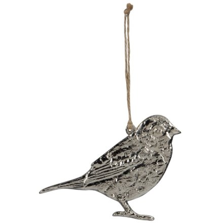 Silver Bird Hanging Decoration, 12.5cm