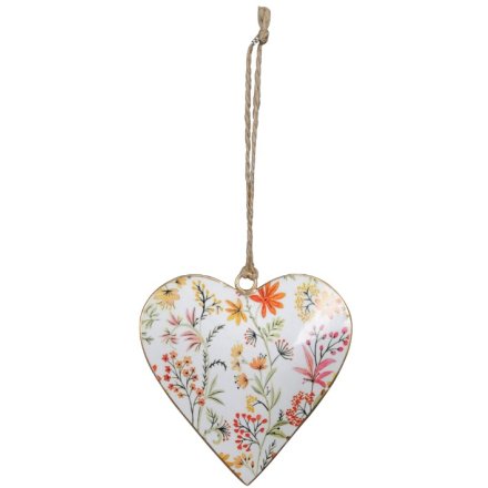 10cm, Colourful Floral Heart Hanger