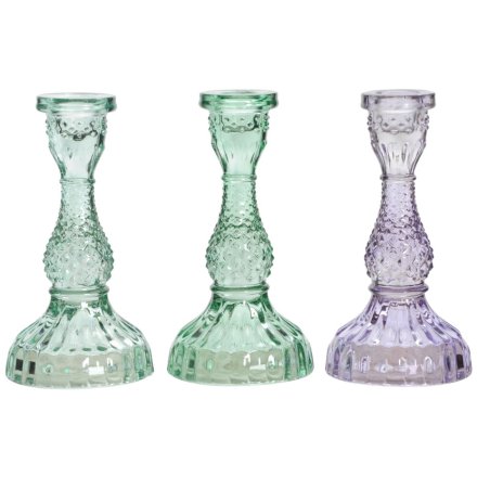Pastel Glass Candle Holders
