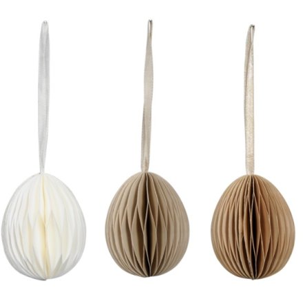 3/assort Natural Paper Easter Egg Hangers