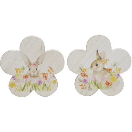 Wooden Flower with Bunny Decal 2/a