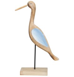 Add a touch of nature to the home with this standing bird ornament with blue sky coloured wings.